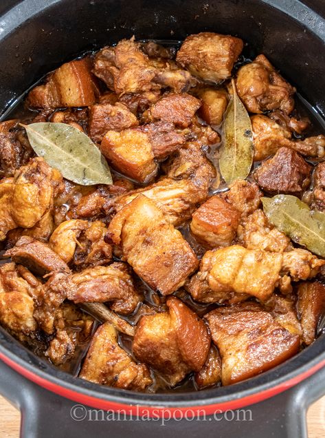 Chicken Pork Adobo Recipe, Chicken And Pork Adobo, Chicken Adobo Filipino, Pork Bellies, Filipino Pork Adobo, Pork Adobo Recipe, Filipino Adobo, Easy Filipino Recipes, Flexitarian Recipes