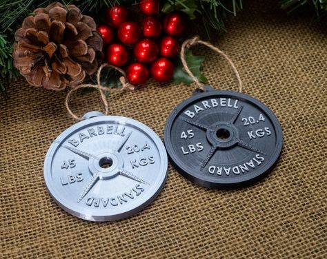 Weight Plate Ornament 3D printed ornament for weightlifting | Etsy Crochet Blocking Board, Themed Ornaments, Workout Gear For Women, Round Rock, Crossfit Workouts, Custom Ornament, Christmas Activities, Powerlifting, Weight Plates