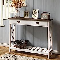 Long Entry Table, Narrow Entry Table, Entryway Narrow, Slatted Shelves, Farmhouse Console Table, Console Table With Drawers, Drawer Shelves, Entry Table, Metal Drawers