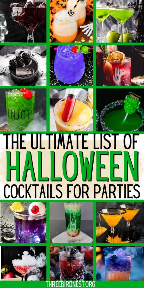 Spooky Themed Cocktails, Halloween Slushy Drinks, Halloween Drink Names, Basic Cocktail Recipes, Mini Cocktail Kit, Halloween Shooters, Divine Recipes, Easy Halloween Cocktails, Spooky Drinks