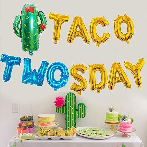 PRICES MAY VARY. 🌵INCLUDE: 16 inch Taco Twosday Balloons Banner, 1 Big Cactus Balloon, 1 String, 1 Straw, 14 PCS taco twosday birthday party decorations in total. 🌵FOR: taco 2sday birthday, taco 2nd birthday party decorations, taco twosday birthday banner, taco twosday party decor, taco themed birthday party, fiesta theme party, cinco de mayo... 🌵Flexible using ways: you can paste the balloons anywhere or string them as banner and hang somewhere. 🌵Note: The taco twosday balloons come flat an Taco Twosday Birthday Party, Twosday Birthday Party, Taco Twosday Birthday, Taco Twosday, 2nd Birthday Party For Boys, 2nd Birthday Party For Girl, 2nd Birthday Boys, Fiesta Birthday Party, Second Birthday Ideas