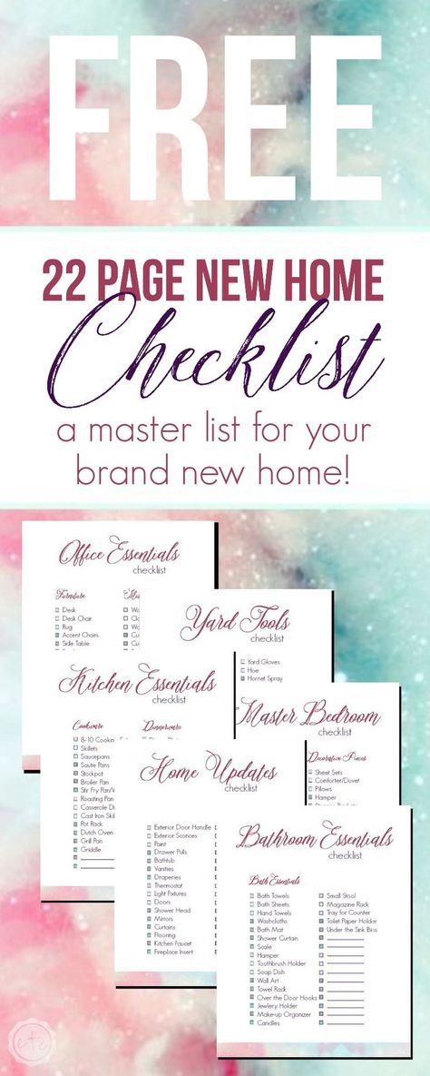 22 Page New Home Checklist Bathroom Essentials Checklist, Bedroom Checklist, Home Checklist, New Home Checklist, Tie The Knot Wedding, Home Binder, Planning Checklist, House Blueprints, Wedding Registry