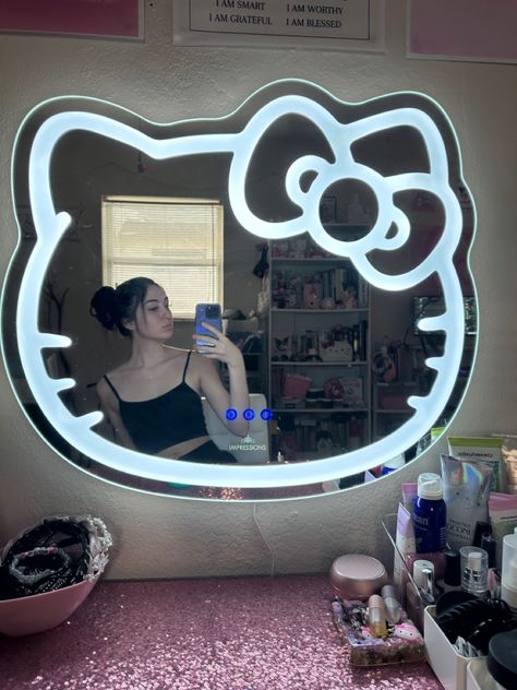 Hello Kitty Mirror Vanity, Hello Kitty Vanity Mirror, Vanity Hello Kitty, Hello Kitty Mirror, Light Up Vanity, Hello Kitty Decorations, Hello Kitty Rooms, Impressions Vanity, Selfie Mirror