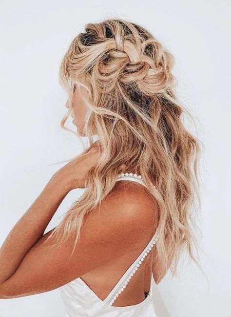 Braided Half Up Half Down Hair, Braid Half Up, Fairytale Hair, Loose Braid, Chunky Braids, Cute Braided Hairstyles, Braid Hair, Long Blonde, Long Blonde Hair