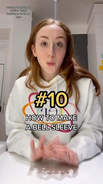 Emma Rubinson on Instagram: "How to make a bell sleeve in 45 seconds!!! get ready to count down the 10 days until my NYFW show with my top 10 tutorials!!! #patternmaking #bellsleeve #sewingtutorial #diyfashion #sewingtips #sewingpattern #sewyourown #createyourownstyle #fashiondiy #sewingproject #sewingcommunity #sewinginspiration #sewingskills #patternmakingclass #howtopatterndraft" How To Sew A Top, Top Pattern Sewing, Bell Sleeve Pattern, Diy Fashion Clothing, Pattern Drafting, Sewing Skills, Sleeves Pattern, Upcycle Clothes, Top Pattern