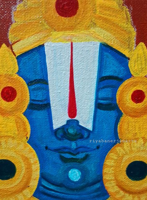 Artist - Riya Banerjee Tirupati Balaji Canvas Painting, Balaji Painting Canvas, Balaji Painting, Shading Drawings, Tirupati Balaji, Lord Venkateswara, Kalamkari Painting, Easy Canvas, Easy Canvas Art