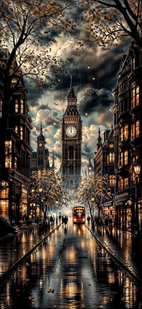 London Wallpaper, Android Wallpaper Art, Cool Pictures For Wallpaper, Dreamy Artwork, Seni Origami, Fantasy Places, Cool Wallpapers Art, Beautiful Landscape Wallpaper, Fantasy Art Landscapes