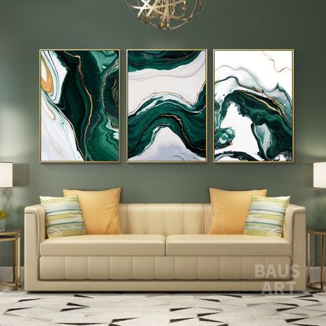 Ocean Prints, Texture Wall, Green Texture, Prints Abstract, Watercolor Ocean, Geometric Painting, Set Of 3 Prints, 3 Piece Wall Art, Ocean Print