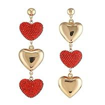 Gold Heart Earrings, Red Heart Earrings, Gold Heart Earring, Heart Earring, Great Gifts For Women, Puffed Heart, Heart Shaped Earrings, Presents For Mom, Heart Drop Earrings