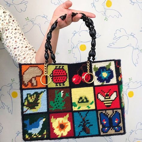 Vintage UNIF stitch bag Columbia lookalike Unif Stitch Bag, Cross Stitch Bag, Stitch Bag, Stitch Ideas, Bag Diy, Art Bag, Recreational Activities, Plastic Canvas Patterns, Canvas Patterns