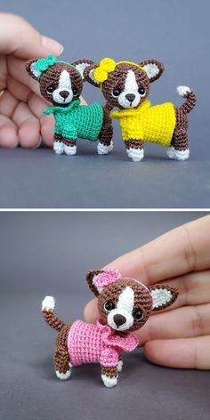 Chihuahua Free Crochet Pattern Crochet Amigurumi Mini Dog Free Pattern, Micro Crochet Animals Free Patterns, Crochet Tiny Projects, Easy Mini Amigurumi Free Pattern, Crochet Amigurumi Free Patterns Animals Dogs, Free Amigurumi Patterns Small Crochet Animals, Mini Dog Crochet Pattern Free, Tiny Crochet Animals Patterns Free, Free Crochet Animal Patterns Amigurumi