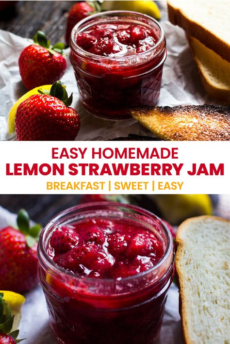 Strawberry Jam Flavors, Jalapeño Strawberry Jam, Strawberry Lemon Jam Recipe, Strawberry Lemon Jam, Strawberry Jam Recipes, Grapefruit Jam, Brunch Toast, Canned Recipes, Pineapple Jam Recipe