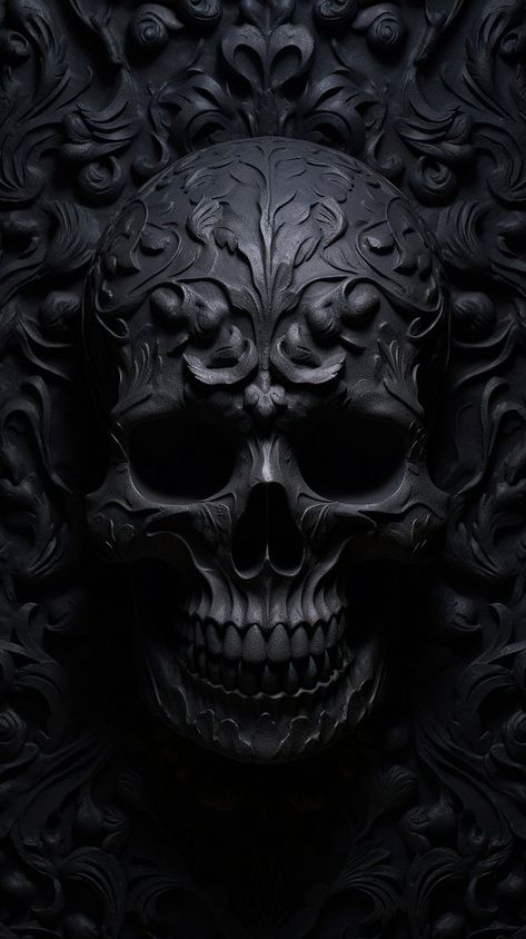 Black skull wallpaper black background creativity monochrome.  | premium image by rawpixel.com / Techi Skull Wallpaper Black, Iphone Wallpaper Skull, Skull Background, Iphone Wallpaper Dark, Black Skulls Wallpaper, Dragon Black, Black Skull, Skull Wallpaper, Wallpaper Black