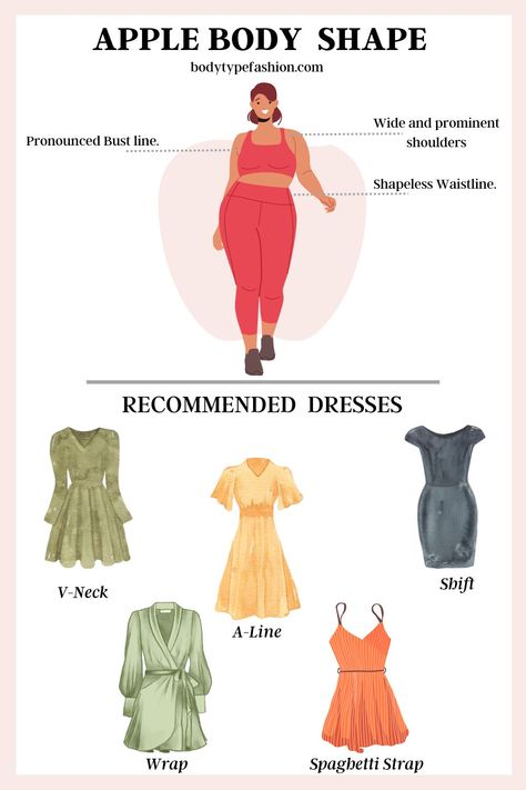 How to Choose Dresses for the Apple Body Shape-23 Over 50 Apple Shape Fashion, Outfits Apple Body Shape, Petite Apple Body Shape Outfits, Apple Shape Outfits Summer, How To Dress An Apple Body Shape, Dressing An Apple Body Shape, Clothes For Apple Shaped Women, Apple Outfit, Apple Body Shape Clothes