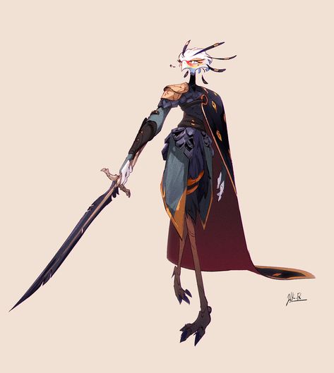 Bird Character, Secretary Bird, Bird People, Character Design Challenge, Critical Role Fan Art, Dungeons And Dragons Characters, Design Challenge, Character Design Male, Dnd Characters