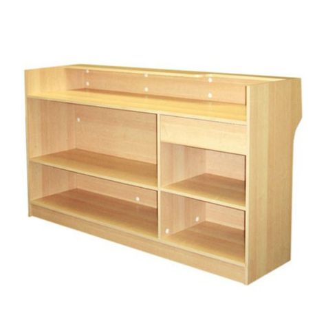 4ft. Full Vision Showcase (MAPLE) - A&B Store Fixtures Boutique Checkout Counter, Cash Register Counter, Canned Good Storage, Check Out Counter, Counter Ideas, Checkout Counter, Wall Display Cabinet, Clothing Rack Display, Gondola Shelving