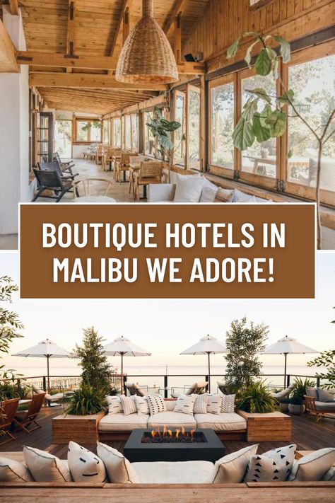 Welcome to our choices for the best boutique hotels in that most legendary of California beach towns – Malibu!

We have chosen these Malibu boutique hotels as, as well as being below a certain size, we believe they combine distinctive design and personable service with all the comforts you might expect from a top notch hotel.

They were also seen to be in touch with, and to complement, that local Malibu vibe..

#hotelmalibu #boutiquehotelmalibu Boutique Beach Hotel, California Beach Towns, Modern Boutique Hotel, Small Boutique Hotel, Malibu Pier, Small Boutique Hotels, Deck Seating, Luxury Beach Resorts, Outdoor Baths