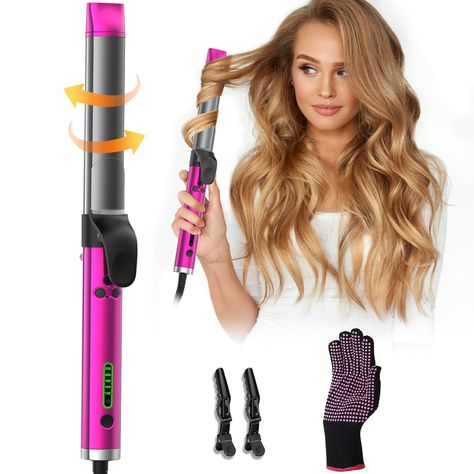 PRICES MAY VARY. 💝【Effortless Styling】The automatic rotation curling iron is light in weight, you can easy to operate with one hand: CLAMP, AUTO-ROTATE, RELEASE. In just 10 seconds, your hair will have charming beachy waves.catering to both beginners and professional can easy to create extra-large, beautiful large "S" waves. 💝【Save Time】Rawiemy new 360° automatic rotating curler quickly creates stunning beach curls and loose waves. This automatic rotating hair curling wands heats up to 450°F i Best Hair Curler, Curlers For Long Hair, Curling Wands, Automatic Curling Iron, Rotating Curling Iron, Effortless Waves, Automatic Hair Curler, Beach Curls, Best Curlers