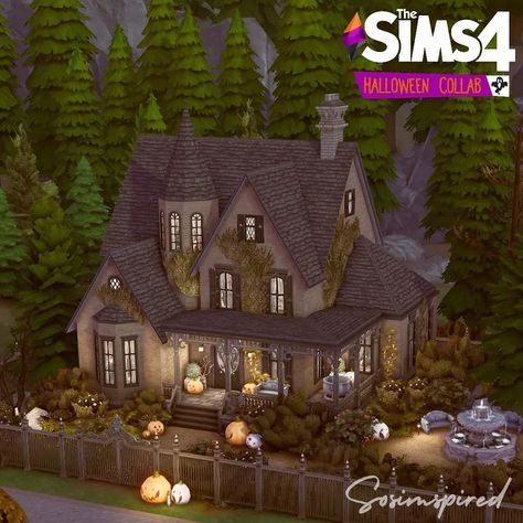 I made this spooky witch's house🎃 Do you like it? #sims #sims4 #thesims #thesims4 #builds #speedbuild #exterior #halloween #spooky #witchshouse #ts4 Spooky Sims House, Bloxburg Spooky House Ideas, Witch’s House Game, Sims 4 Spooky Build, Spell Caster House Sims 4, Witches House Exterior, Witch House Sims 4 Plan, Sims 3 Witch House, Sims Wizard House