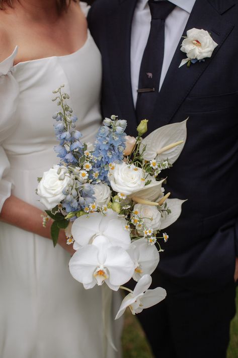 Delphinium Wedding Bouquet, Blue Delphinium Wedding, White And Blue Bridal Bouquet, Delphinium Bouquet, Whimsical Wedding Flowers, Blue Hydrangea Bouquet, Blue Bridal Bouquet, Orchid Bouquet Wedding, Hydrangea Bouquet Wedding