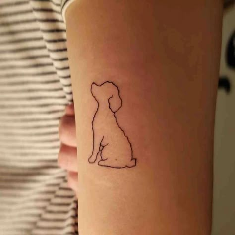 Goldendoodle Tattoo Ideas Minimalist, Curly Dog Tattoo, Poodle Silhouette Tattoo, Doodle Dog Tattoo Ideas, Poodle Tattoos Small Outline, Toy Poodle Tattoo Ideas, Poodle Ear Tattoo, Mini Poodle Tattoo, Small Poodle Tattoo