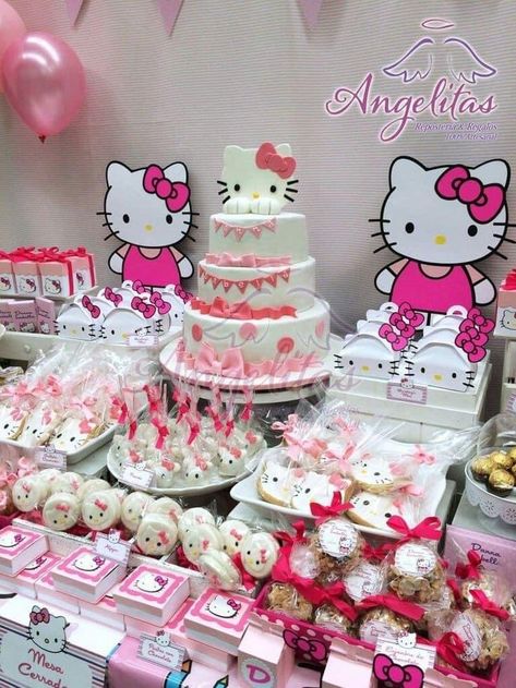 Kuromi Birthday Ideas, Hello Kitty Sweet 16, Kitty Themed Birthday Party, Hello Kitty Themed Birthday Party, Hello Kitty Birthday Decorations, 21 Birthday Party, Bolo Da Hello Kitty, Hello Kitty Baby Shower, Hello Kitty Birthday Theme