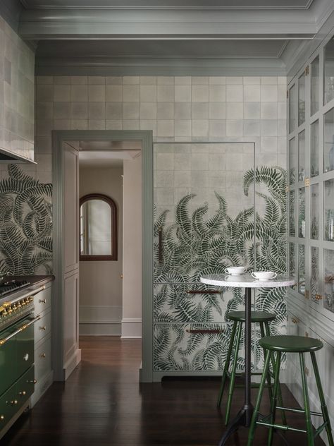 Jessica Helgerson Interior Design, Jessica Helgerson, Moody Green, Oregon House, Grey Subway Tiles, Interior Design Layout, Green Kitchen Cabinets, Craftsman Style Home, Blue Cabinets