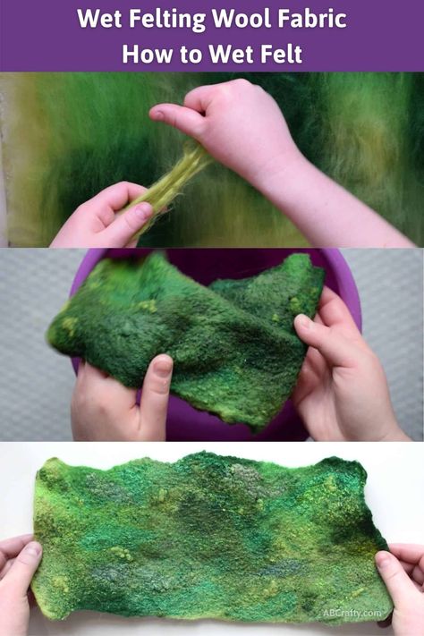 Wet Felting Tutorial, Diy Wool Felt, Felting Techniques, Wool Felt Fabric, Wet Felting Projects, Needle Felting Diy, Wool Felt Projects, Felted Wool Crafts, Felting Wool