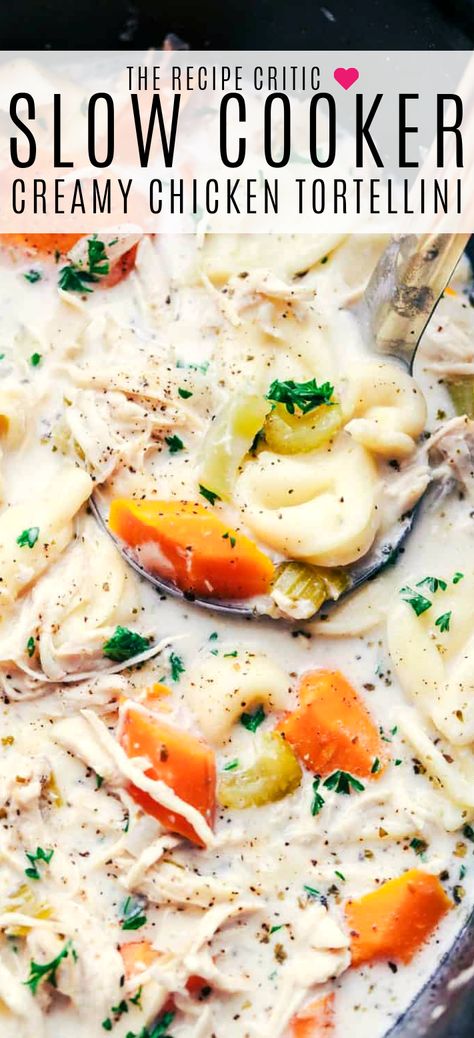 Chicken Tortalini Soup, Chicken Tortillini Soup, Tortellini Soup Chicken, Chicken Tortellini Soup Crock Pot, Slow Cooker Chicken Tortellini, Creamy Chicken Tortellini Soup, Tortellini Chicken, Creamy Chicken Tortellini, Slow Cooker Tortellini Soup