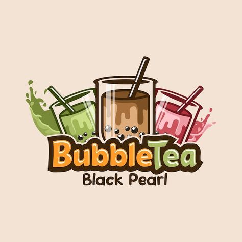 Logo Design Milk Tea, Bubble Tea Logo Design Ideas, Milktea Logo Ideas, Milk Tea Logo Design Ideas, Boba Logo Design, Boba Packaging, Bubble Tea Logo Design, Boba Tea Logo, Milktea Logo