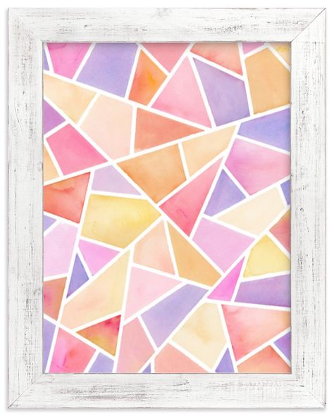 Fragments: Pink Marketplace Art Print Triangle Art, Graph Paper Art, Tape Art, Pink Painting, Custom Art Print, Collaborative Art, Paintings Art Prints, Painting Lessons, Watercolor Inspiration