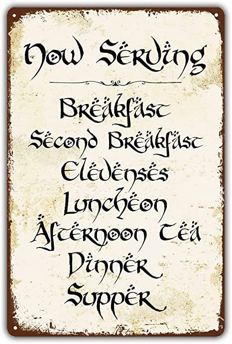 Hobbit Menu Sign, Second Breakfast Lotr, Lotr Signs, Lotr Kitchen, Hobbit Sign, Lotr Crafts, Hobbit Christmas, Hobbit Kitchen, Lotr Decor