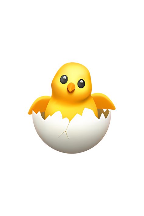 The emoji 🐣 depicts a yellow chick that is hatching from an egg. The chick has a small beak, two black eyes, and a few small feathers on its head. The eggshell is cracked and partially open, with a few pieces of shell still attached to the chick's body. The overall appearance of the emoji is cute and playful, with a sense of new life and beginnings. Egg Emoji, Duck Emoji, Phone Emoji, Emoji Stickers Iphone, Ios Emoji, Chicken Images, Baby Chicken, Icon Emoji, New Emojis