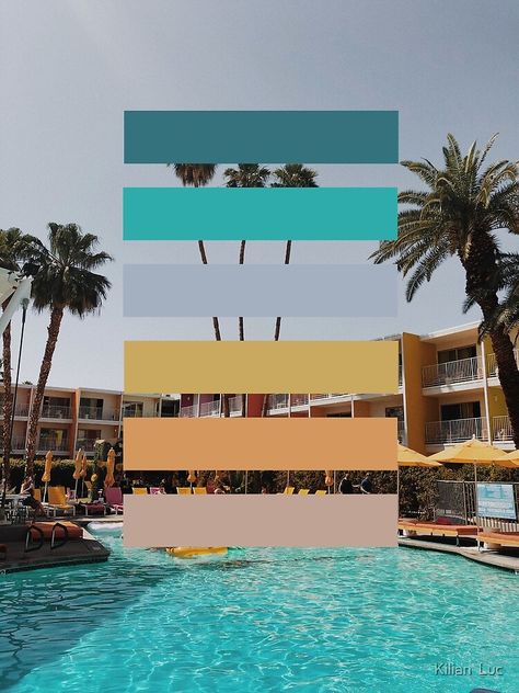 Palm Springs Color Palette, Palm Springs Bathroom, Palm Springs Exterior, Palm Springs Interior Design, Color Palette Art, House Color Schemes Interior, Palm Springs Interior, Mid Century Palm Springs, Palm Springs Retro