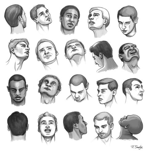 Jeff Searle: Drawing the head from different angles Different Face Angles Drawing, Draw Heads, Human Face Drawing, Drawing The Human Head, Face Angles, Profile Drawing, Drawing Tutorial Face, Drawing Heads, Face Drawing Reference