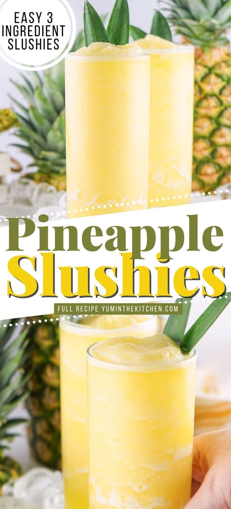 What To Do With Fresh Pineapple, Pineapple Slush, Drinks With Pineapple Juice, Frozen Fruit Drinks, Slush Recipes, Frozen Drink Recipes, Fruit Slush, Slushie Recipe, Frozen Drink