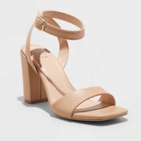 Details: ****Same Day Shipping If Ordered Before 4pm Est*** Elevate Your Style With These Beautiful A New Day Women's Sandals. These Pumps Feature A Square Toe And Buckle Closure For A Classic Look. The Mid-Height Block Heel Adds Comfort And Style, While The Cushioned And Padded Features Provide All-Day Comfort. The Ankle Strap And Adjustable Straps Ensure A Secure Fit, Making These Shoes Perfect For Any Occasion. The Beige Color And Solid Pattern Complete Any Outfit, Making These Pumps A Must-H Quince Stuff, Outfit Wishlist, Wide Width Heels, Womens Business, Comfy Heels, Prom Inspo, Bridesmaid Attire, Square Toe Heels, Chic Shoes