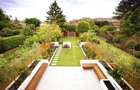 Long Garden, Taman Diy, Narrow Garden, Pinterest Garden, Back Garden Design, Desain Lanskap, Garden Design Layout, Modern Garden Design, Garden Design Plans