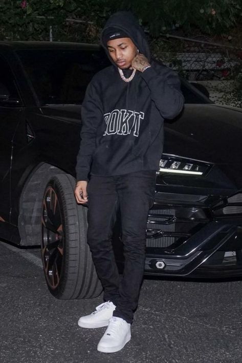 DDG is wearing a Rokit logo hoodie, Amiri black jeans, and Nike Air Force 1 '07 Low sneakers. Links to his featured outfit are available! Nike Air Force 1 Outfit Men Mens Fashion, Ddg Style, Black Air Force 1 Outfit For Men, Amiri Jeans Outfit Men, Jeans And Air Force 1 Outfit, Amiri Jeans Outfit, Black Air Force 1 Outfit Men, Outfits With White Air Forces, Black Air Force 1 Outfit