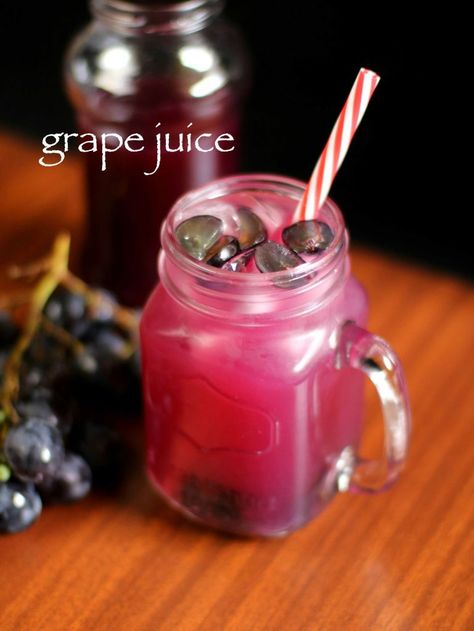 grape juice recipe | grapefruit juice recipe | homemade black grape juice with step by step photo and video recipe. grapefruit juice is prepared with various ways, however the taste may range from sweet-tart to very sour. moreover, homemade grape juice are ideal as it does not contain any preservatives as compared to the store bought one which is high in sugar and chemical preservatives for long shelf life. Grape Juice Aesthetic, Easy Grape Juice Recipe, Grapefruit Juice Recipe, Grapes Juice, Homemade Grape Juice, Grape Juice Recipe, Juice Aesthetic, Grapes Fruit, Fruit Juice Recipes