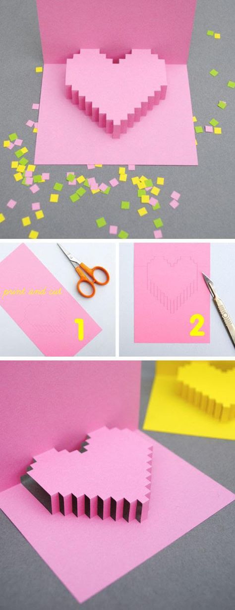 Diy Valentine's Cards For Him, Easy Valentine Cards, Valentines Bricolage, Kraf Kertas, Diy Valentines Cards, Seni Dan Kraf, Valentines Ideas, Diy Valentine, Navidad Diy