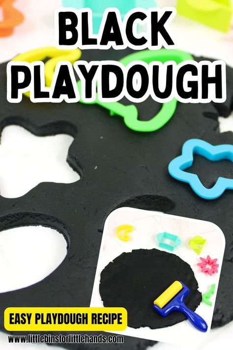 Black Playdough Recipe - Little Bins for Little Hands Halloween Sensory Play, Easy Playdough Recipe, Sands Recipe, Halloween Themed Activities, Galaxy Slime, Halloween Sensory, Playdough Activities, Playdough Kits, Playdough Mats