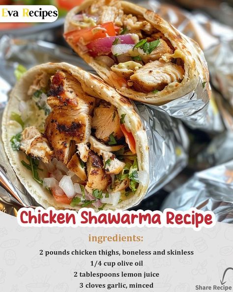 Shawarma Ingredients, Chicken Marinade, Chicken Shawarma, Chicken Marinades, The Chicken, Chicken Thighs, Lemon Juice, Olive Oil, Juice