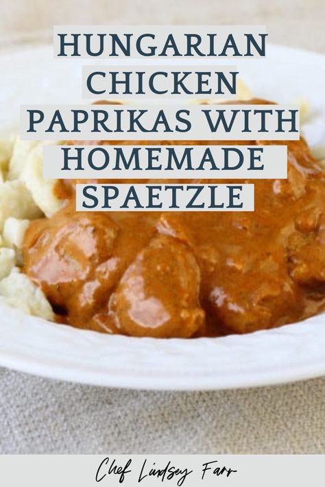 Hungarian Chicken Paprikas with Homemade Spaetzle Paprikash Hungarian, Homemade Spaetzle, Chicken Paprikash Recipe, Hungarian Chicken Paprikash, Paprikash Recipe, Hungarian Chicken, Chicken Paprika, Spaetzle Recipe, Paprika Recipes