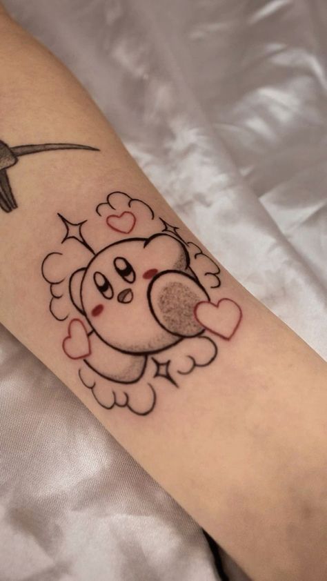 Aesthetic Anime Tattoos Simple, Cute Anime Tattoo Ideas, Amine Tattoos, Roblox Tattoo, Cute Anime Tattoos, Tattoo Ideas Anime, Drawn Tattoos, Kirby Tattoo, Funny Small Tattoos