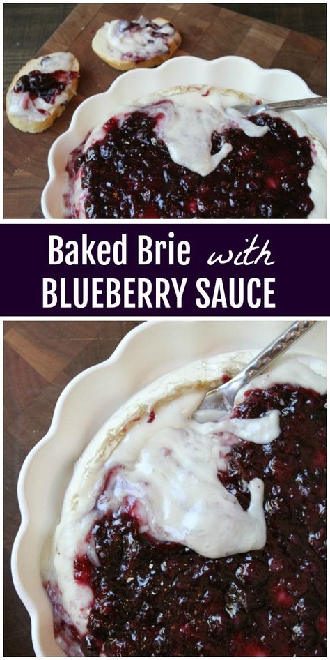 Baked Brie with Blueberry Sauce recipe from RecipeGirl.com #brie #blueberry #summer #appetizer #recipe #RecipeGirl Brie And Blueberry Appetizer, Brie Blueberry, Brie Sauce, Blueberry Brie, Blueberry Sauce Recipe, Baked Brie Recipes, Sliced Strawberries, Brie Recipes, Blueberry Sauce