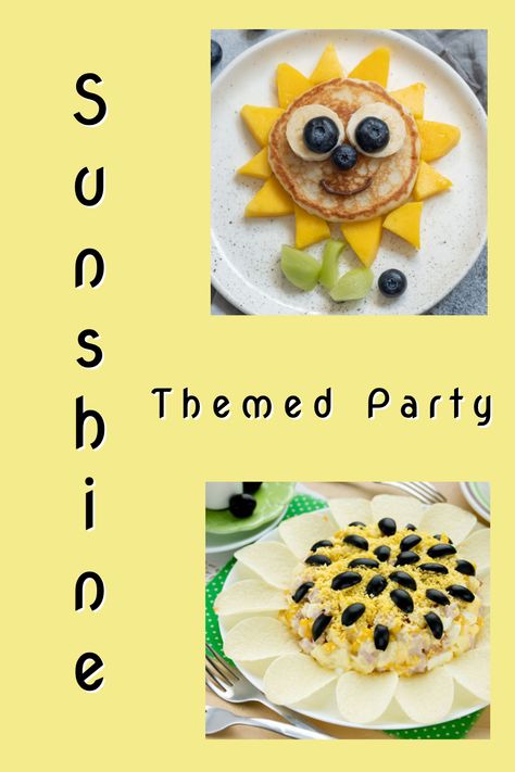 What's better then sunshine and sunflowers? A sunshine themed party that includes recipes for sunshine's, sunflowers, and sunflower seeds! Sun Themed Charcuterie Board, Sun Shaped Food, Sunflower Tea Party, Sunshine Theme Party, Sunshine Themed Party, Kids Cooking Activities, Sunshine Theme, Themed Food, Party Recipes