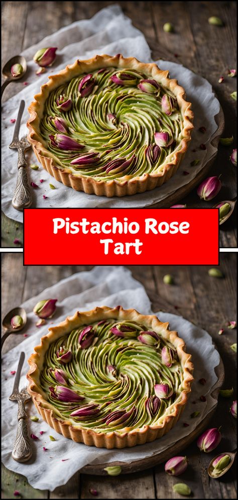 Delight in the exotic flavors of this Pistachio Rose Tart! 🌹🌰 With a buttery crust filled with creamy pistachio filling and a hint of fragrant rosewater, this elegant dessert is a unique treat for special occasions. Topped with crushed pistachios and delicate rose petals, it’s as beautiful as it is delicious. Perfect for impressing guests at dinner parties or enjoying a sweet moment at home! #PistachioRoseTart #Dessert #Baking #ElegantFlavors #SweetIndulgence Pistachio Filling, Rose Tart, Crushed Pistachios, Pistachio Rose, Chocolate Tarts Recipe, Elegant Desserts, Tart Recipe, Chocolate Tart, Tart Recipes