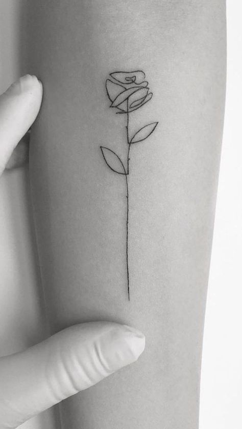 Singular Rose Tattoo, One Line Rose Tattoo, Abstract Rose Tattoo, Line Rose Tattoo, Serendipity Tattoo, Rose Tattoo Behind Ear, Tropical Flower Tattoos, Rose Tattoo With Name, Single Rose Tattoos