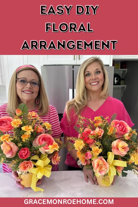 Learn to create a beautiful and easy DIY artificial floral arrangement! Artificial Floral Arrangements Diy, How To Make A Floral Arrangement, Diy Artificial Flower Arrangements, Artificial Flower Arrangements Diy, Flower Arrangements Diy Artificial, Easy Flower Arrangements Diy, Fake Flower Arrangements Diy, Easy Floral Arrangements, Spring Wreath Tutorial